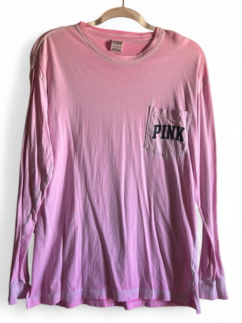 PINK Victoria's Secret Pink Cotton Long Sleeve Pocket Tee